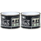 2X Iron Gate Black Gloss Paint Tin 180ml Tin Paint